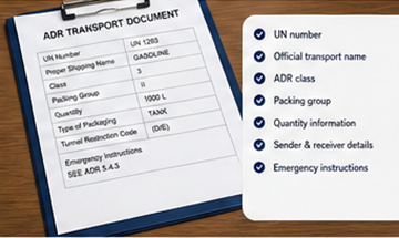 ADR-transportdokument för farligt gods och logistikhandlingar