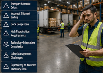 Högbelastad logistikterminal med samordnings- och transportutmaningar vid cross-docking