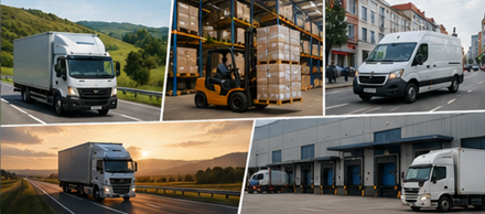 Inrikes godstransport med lokala distributionsbilar, lager, citylogistik och regionala transportflöden