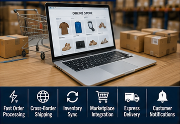 E-handelsfulfillment som hanterar leveranser av onlineorder i hela Europa