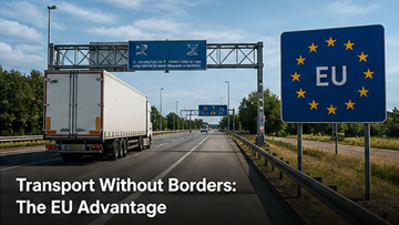 Lastbil som passerar europeisk gräns utan tull EU:s inre marknad fri rörlighet för varor motorväg Europa