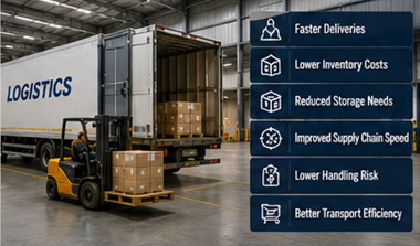 Europeiskt logistik- och distributionscenter som använder cross-docking