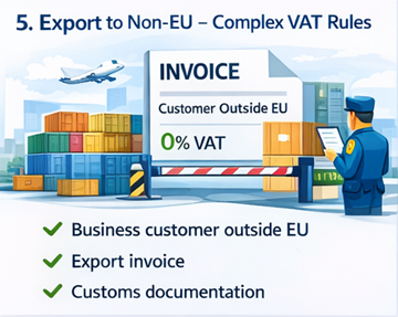 Exporttransport som lämnar Europeiska unionen med exportdeklaration och fraktdokumentation