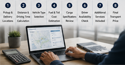 Logistikföretag som beräknar fraktpriser och driftskostnader