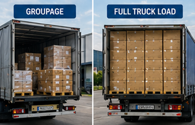 Jämförelse mellan styckegods (groupage) och hellast (FTL) med logistiklastbilar och pallgods