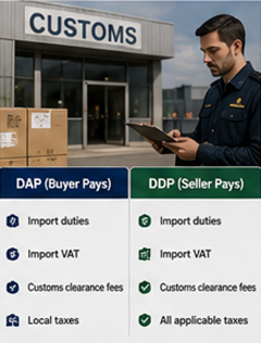 Tullar, moms och internationella importprocedurer enligt leveransvillkoren DDP och DAP
