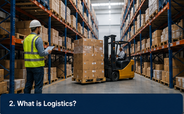 Lagerlogistiksystem med personal som hanterar lagring och distribution av gods