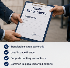 Internationell handelsfinansiering och Order Bill of Lading-dokument vid godstransport