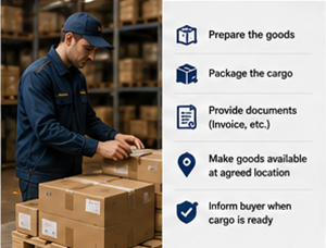 Exportör som förbereder gods på lager enligt EXW-transportavtal