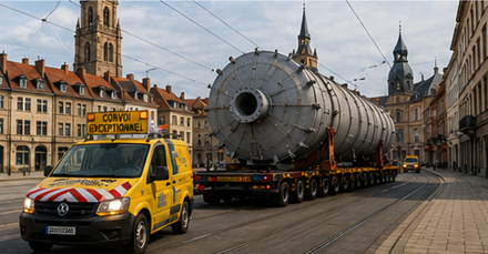 Transport av överdimensionerat gods genom smala europeiska stadsgator