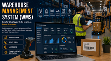 Instrumentpanel för lagerhanteringssystem som styr logistiklager och lagerverksamhet