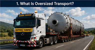 Tungtransportfordon som transporterar överdimensionerat industrigods genom Europa